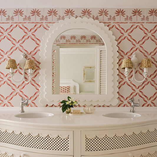 Pink Palm Border Porcelain Tile