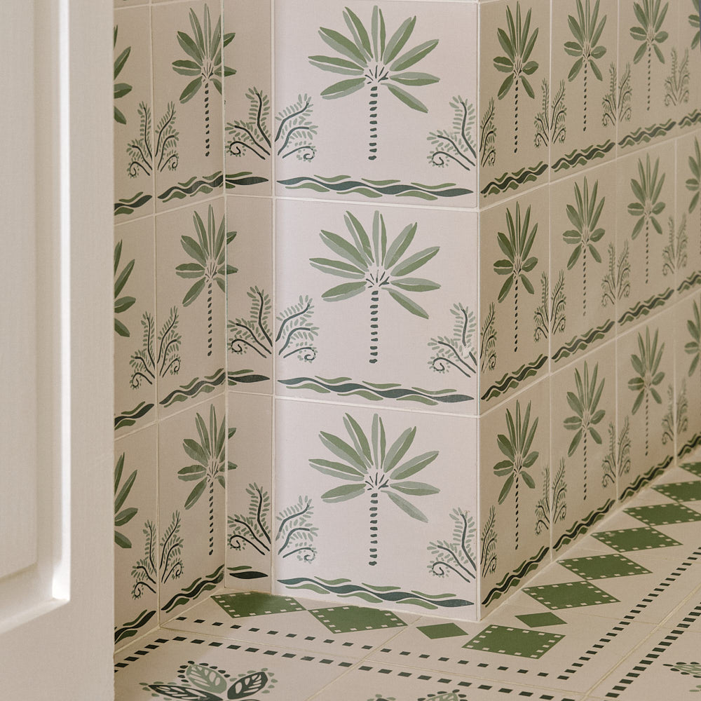 Green Palm Corner Porcelain Tile