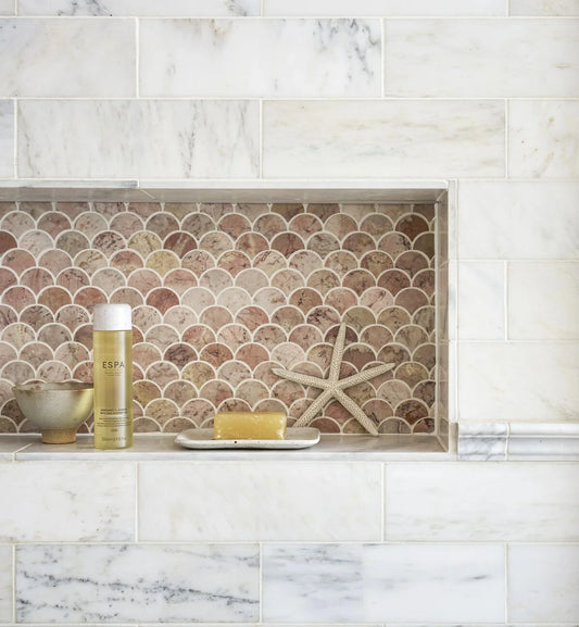 Rose Pink Scallop Mosaic Marble