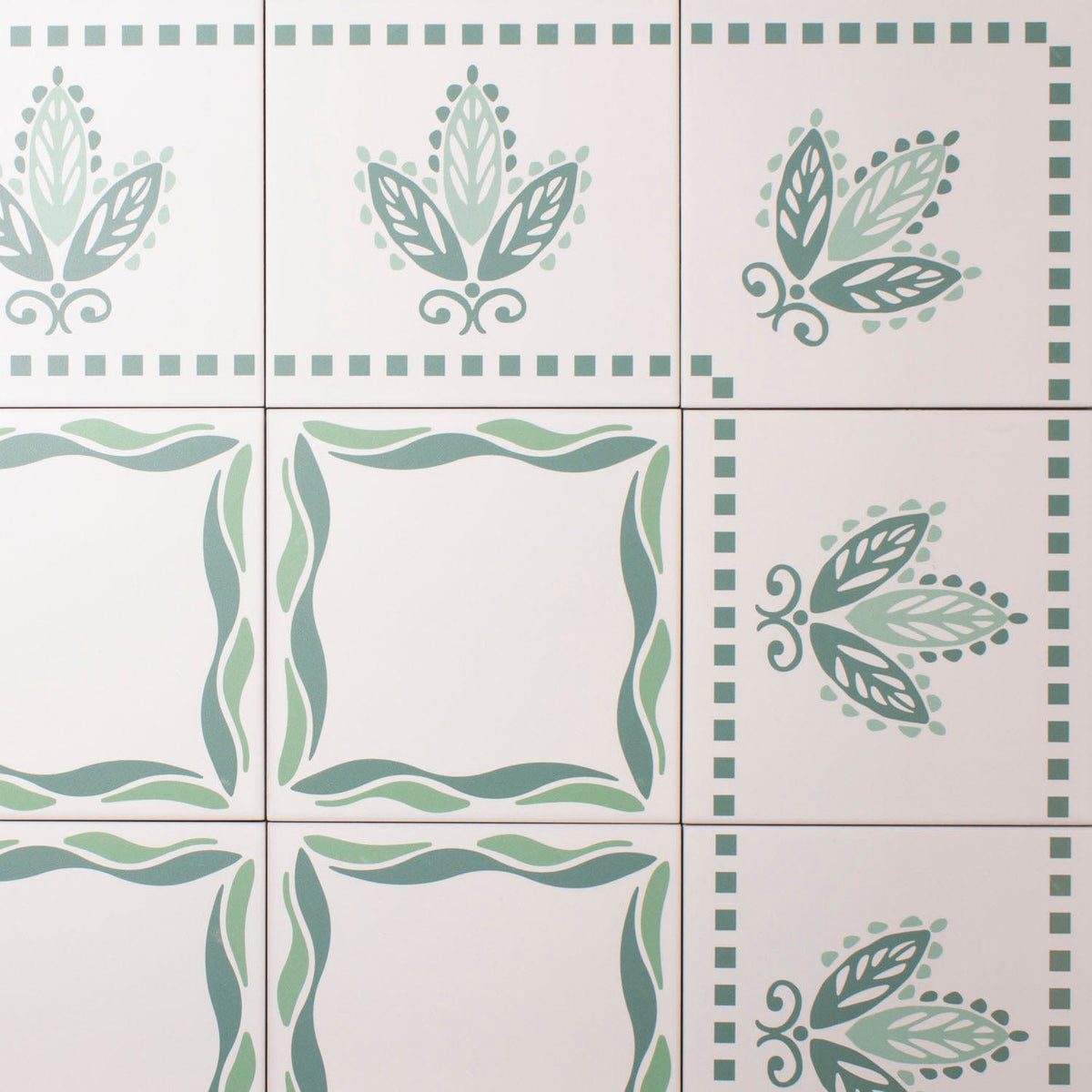 Green Urn Border Porcelain Tile