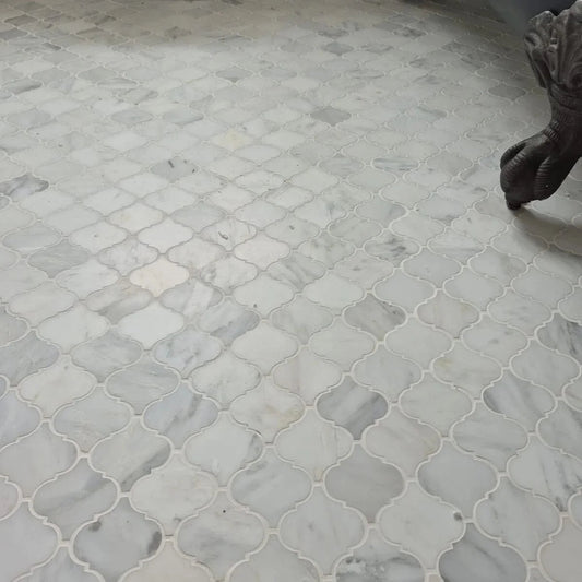 Hampton Arabesque White Mosaic Marble