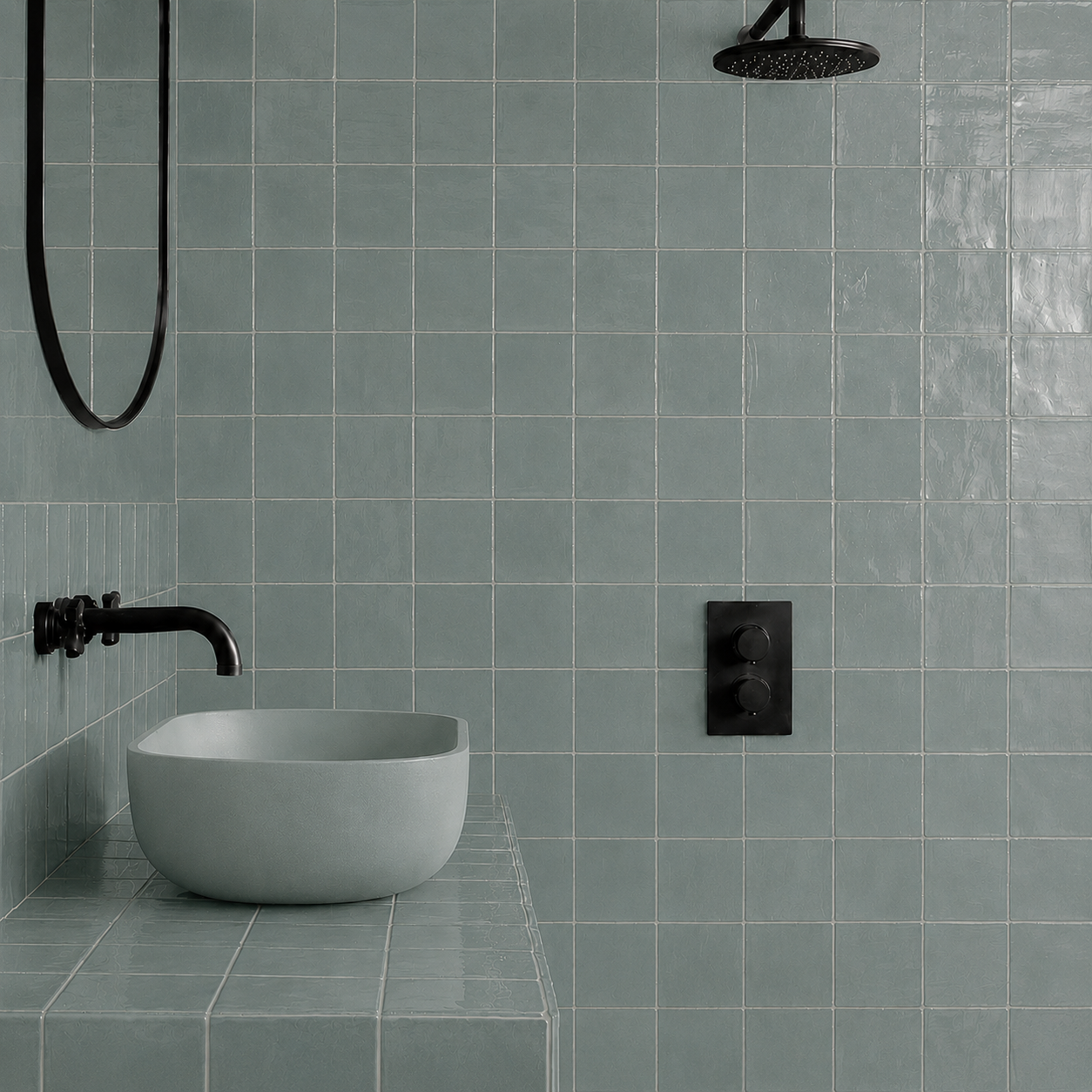 Tealish Glazed Square