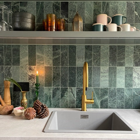 Mojito Herringbone Honed Marble Tile