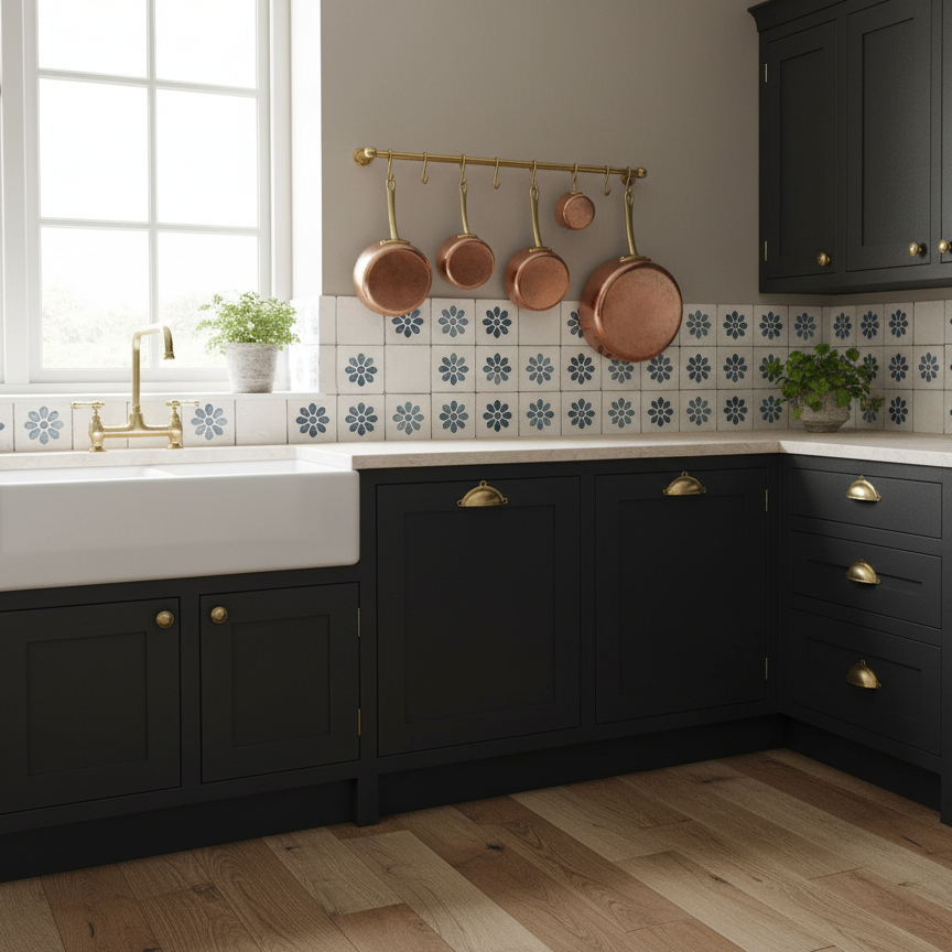 Rediscovered Navy Clavel Glazed Tile