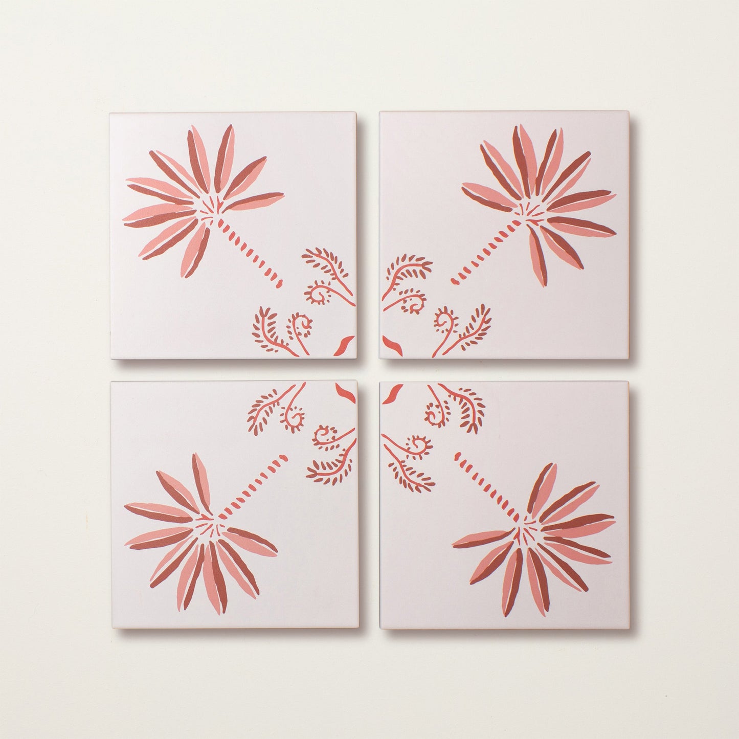 Pink Palm Corner Porcelain Tile
