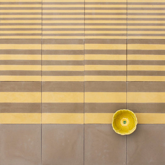 Grubby Yellow Wide Stripe Cement Tile