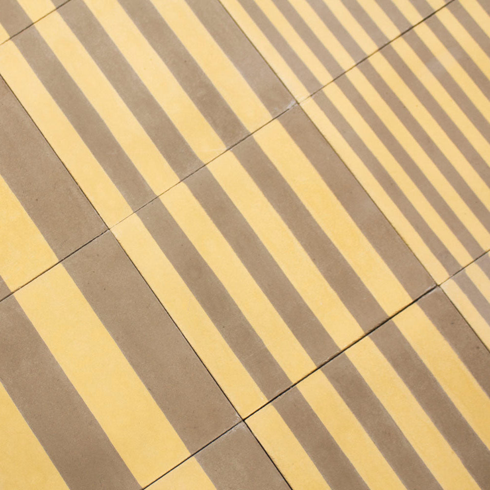 Grubby Yellow Skinny Stripe Cement Tile