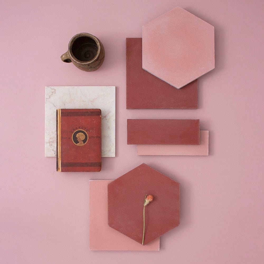 #14 Cherry Red™ Herringbone Tile Tiles - Handmade