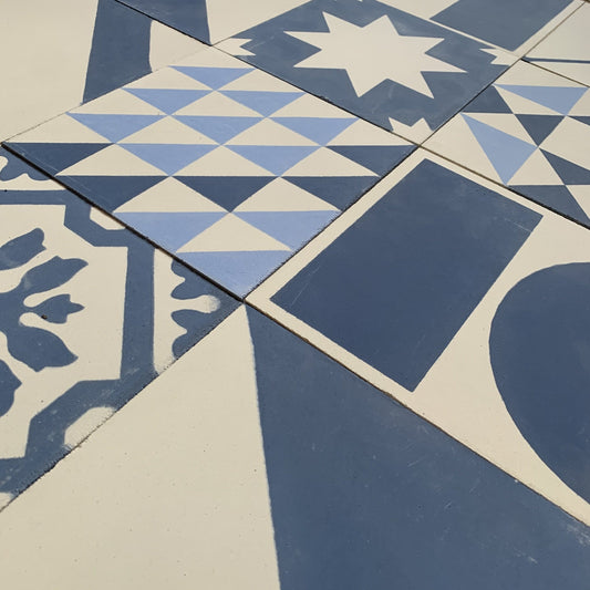 Blue Handmade Patchwork Tile Tiles - Handmade