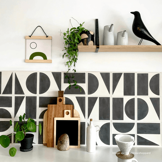 Darkroom Black Split Shift Three Tiles - Handmade