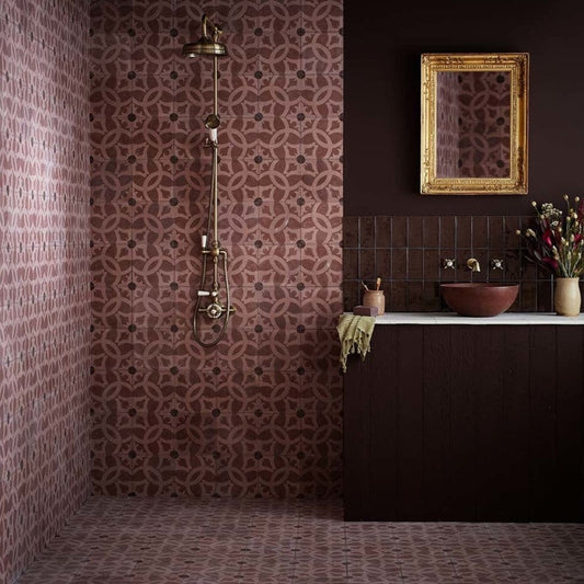Little Greene Purple Brown Glazed Rectangle Tile Tiles - Glazed
