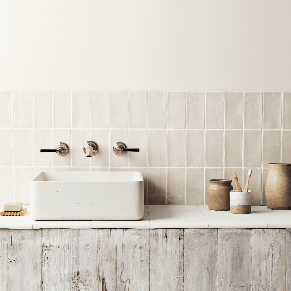 Pearl Pale Waterfall Glazed Metro Tile Tiles - Glazed