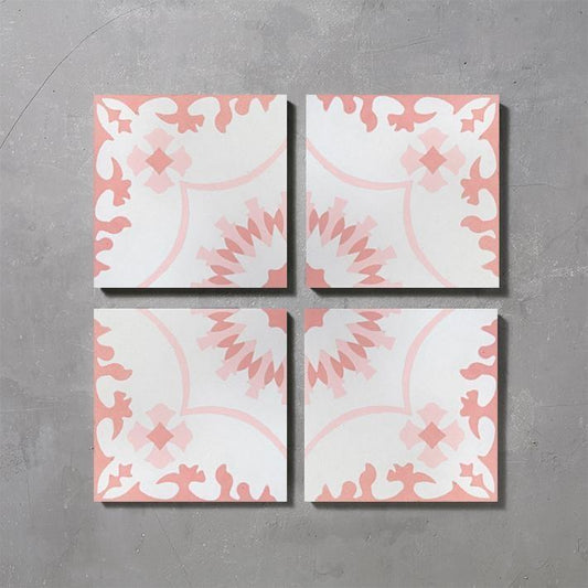PInk Bolonia Tile Tiles - Handmade