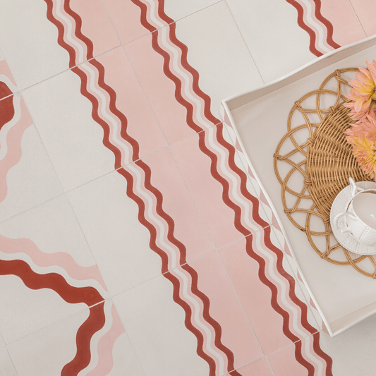 Ric Rac Bubblegum One Tile Tiles - Handmade
