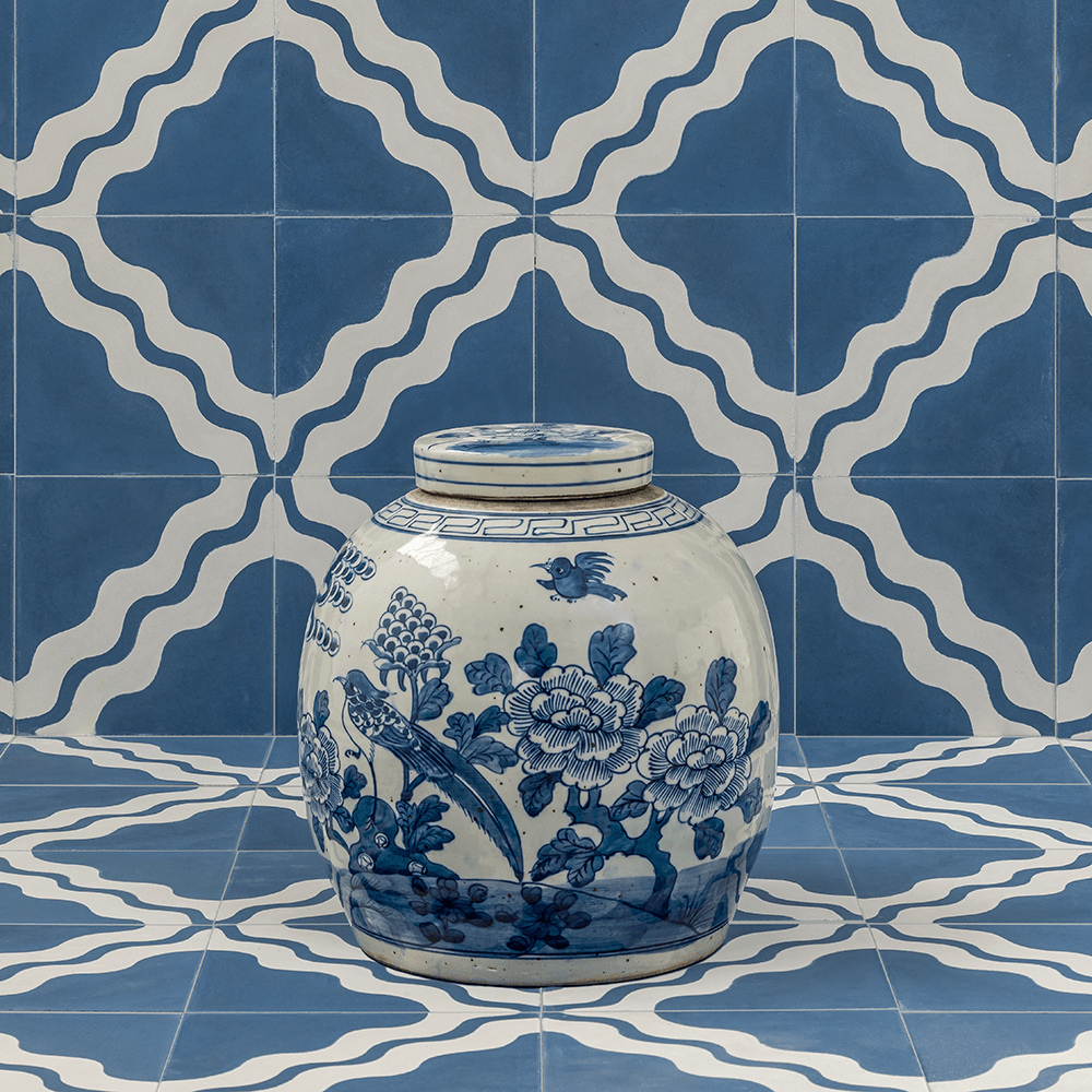 Ric Rac Glacier Mint Two Tile Tiles - Handmade