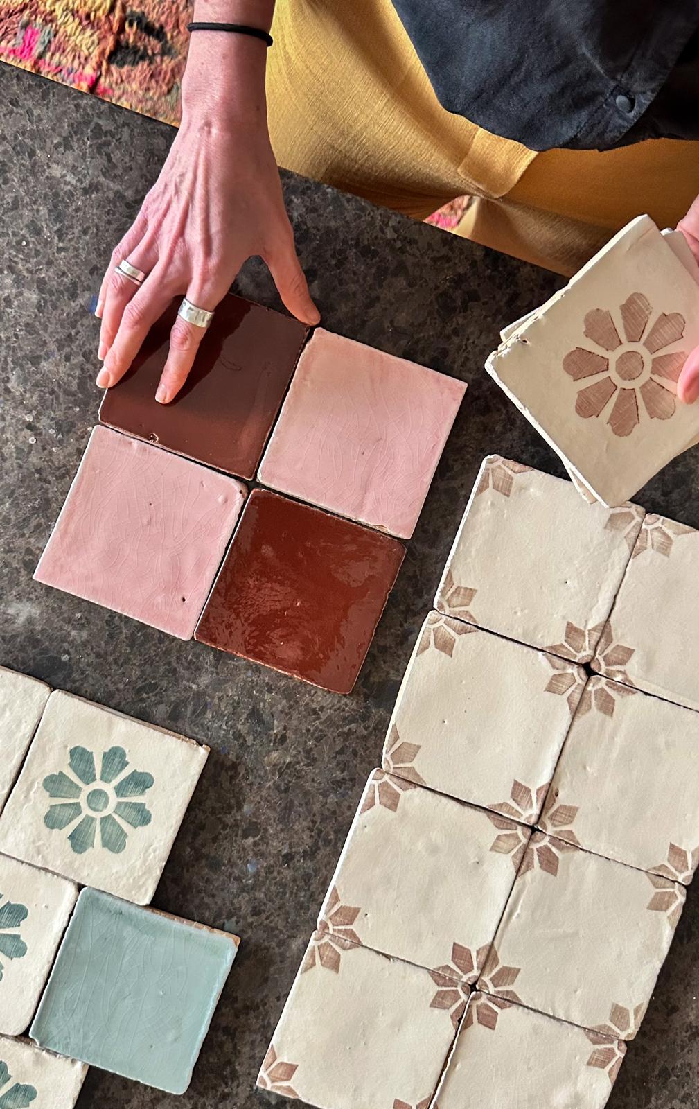 Rediscovered Crimson Petalo Glazed Tile