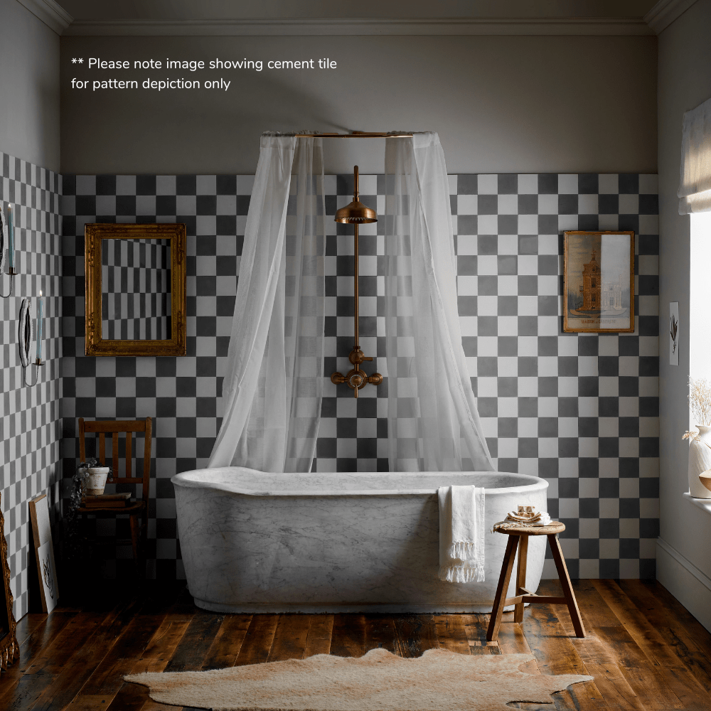 Soot Chequerboard Porcelain Tile