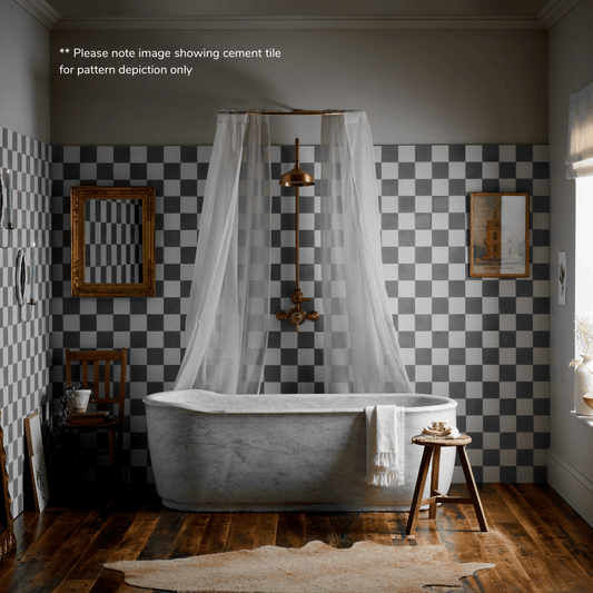 Soot Chequerboard Porcelain Tile