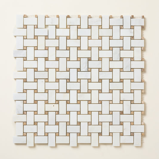 Hampton Sand and White Basketweave Marble