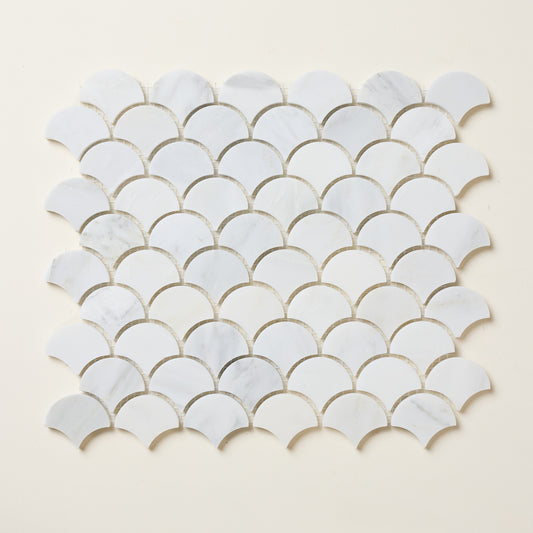 Hampton Scallop White Mosaic Marble
