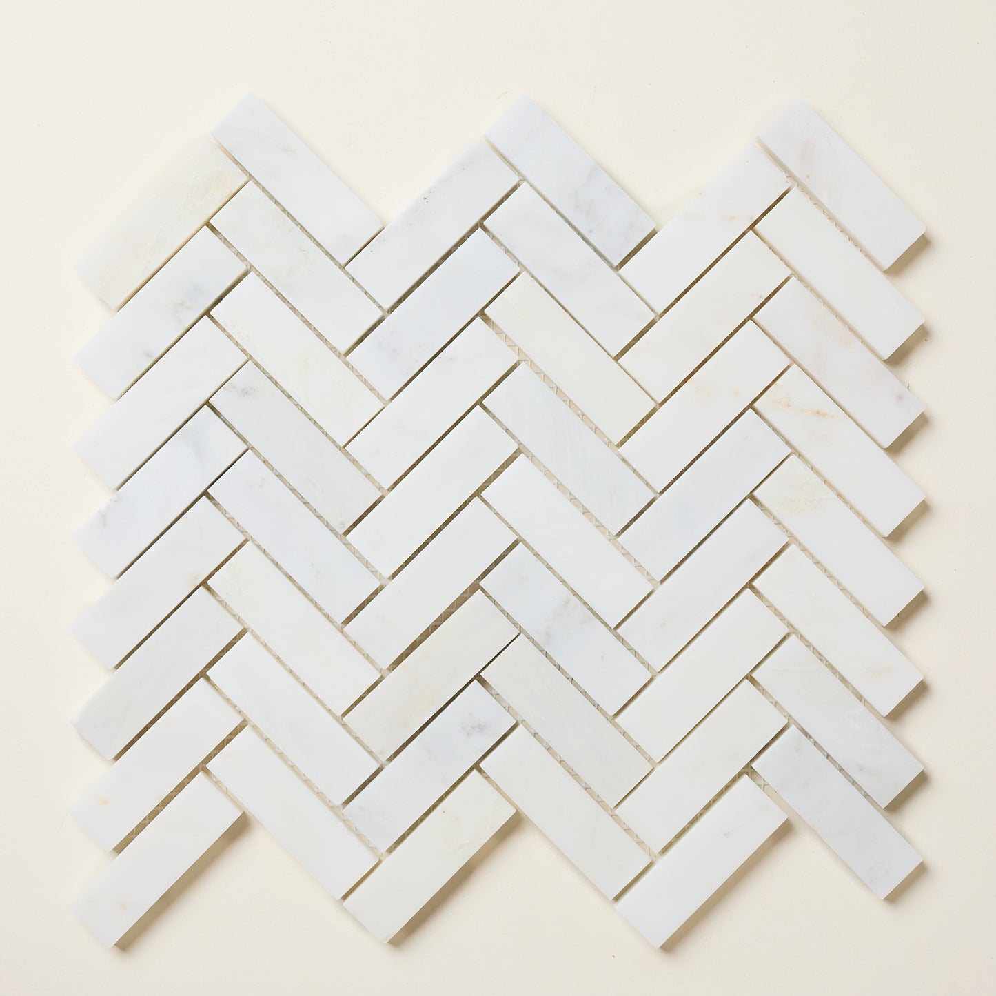 Hampton Herringbone White Mosaic Marble