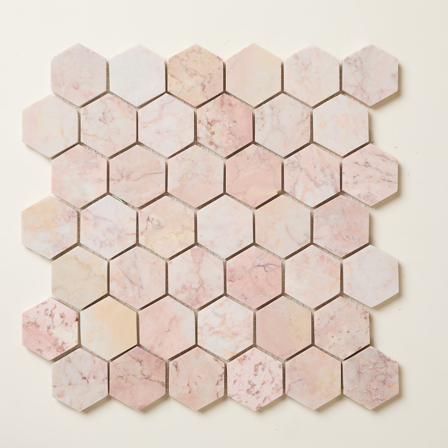 Rose Pink Hexagon Mosaic Marble