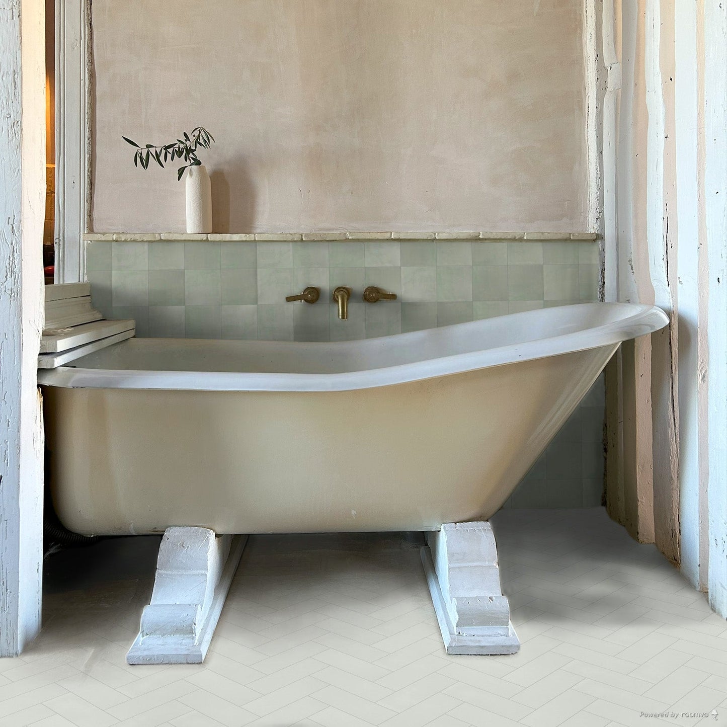 Mint Cake Herringbone Cement Tile