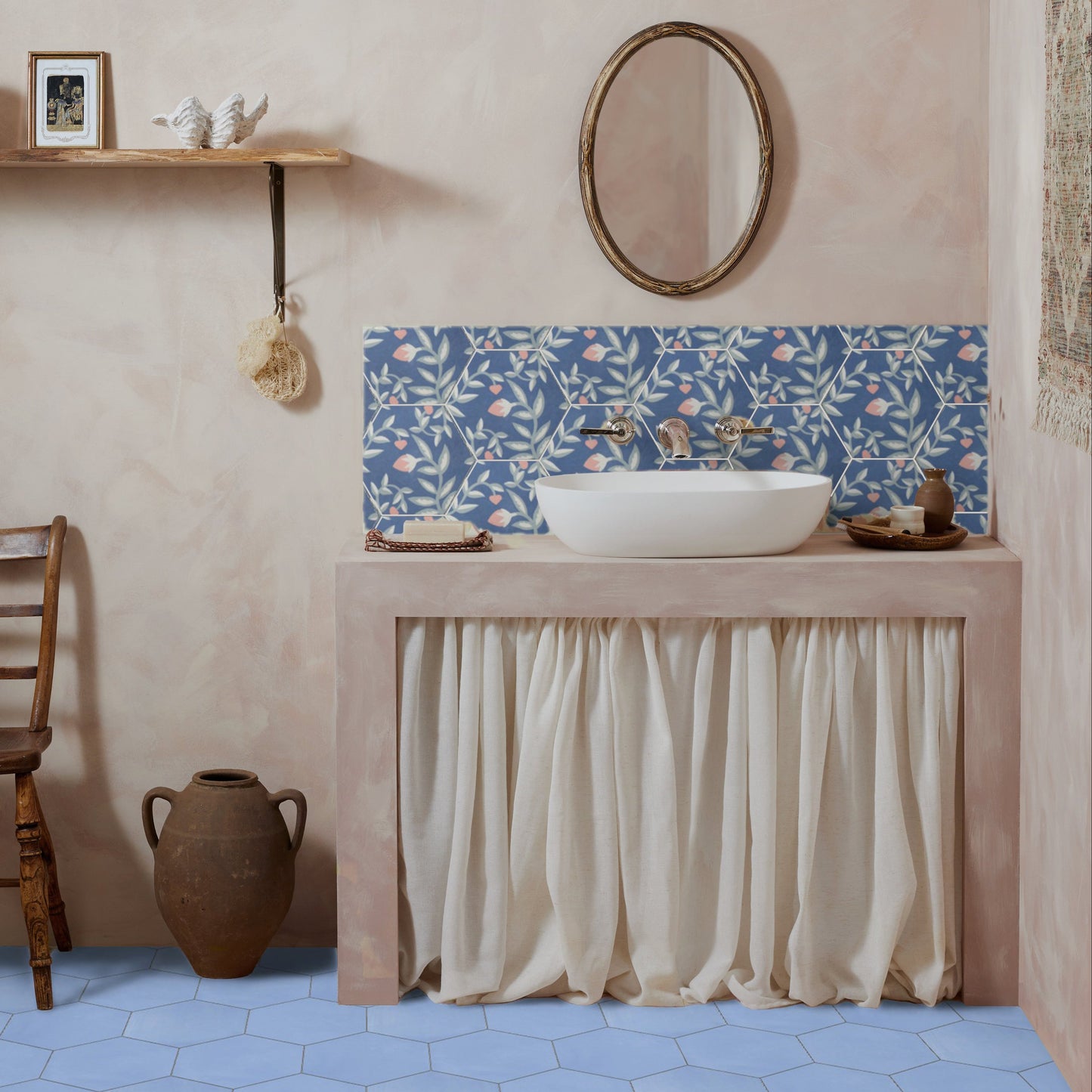 Fresa Blue Hexagonal Cement Tile