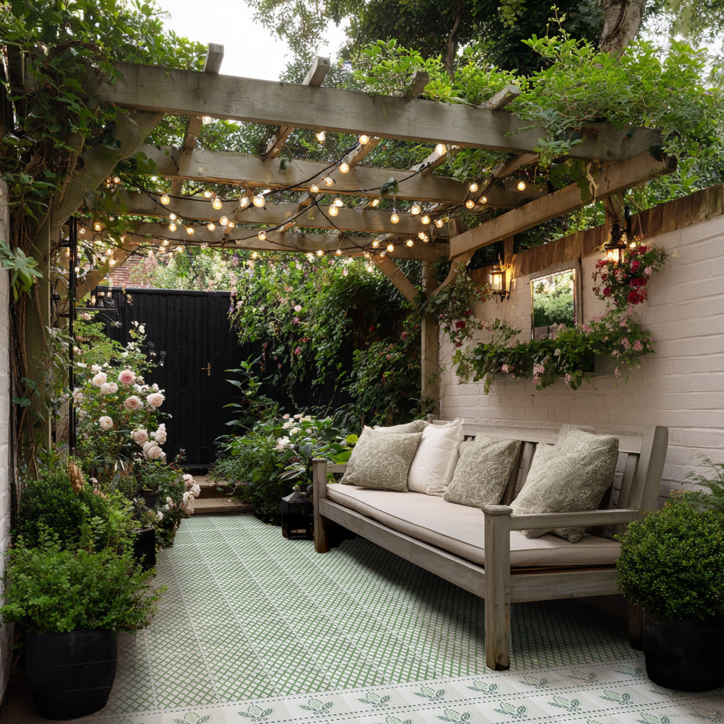 Green Lattice Cement Tile