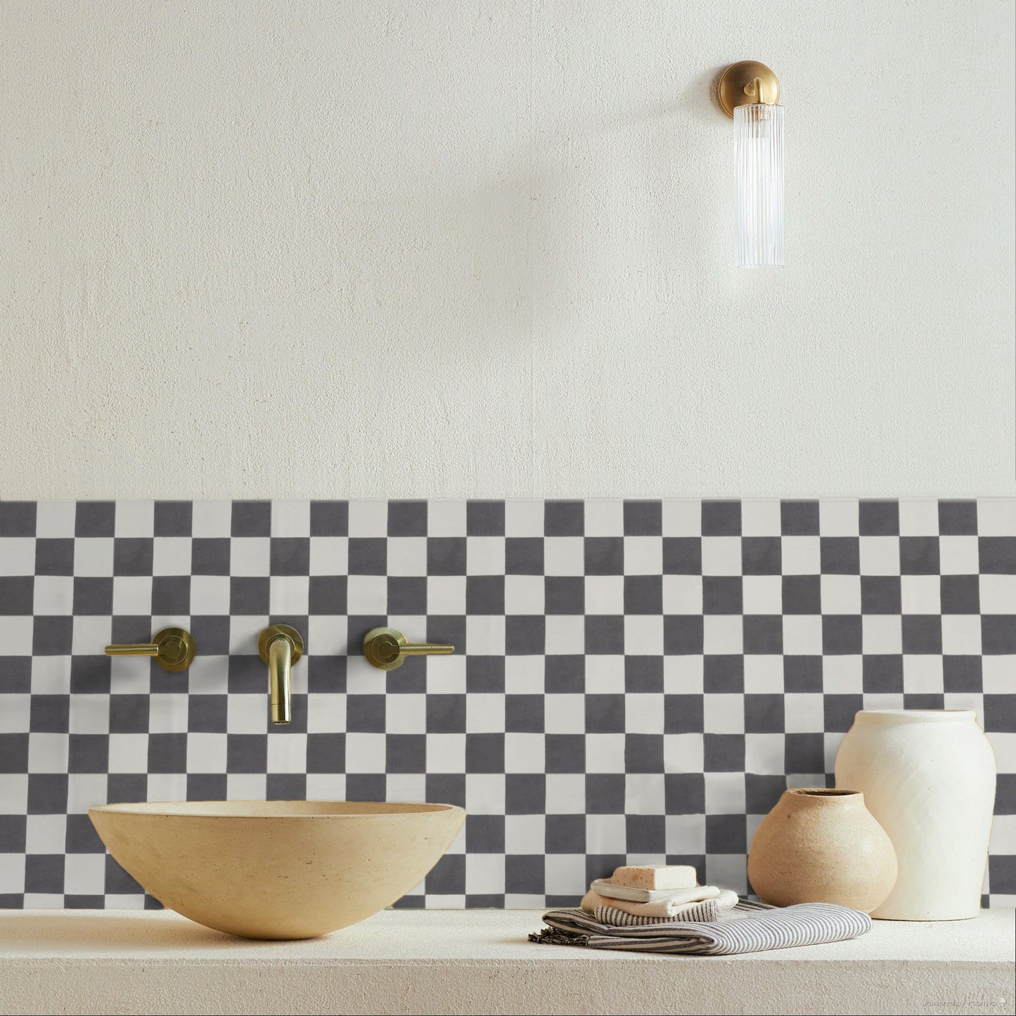 Mini Chequerboard Cement Tile