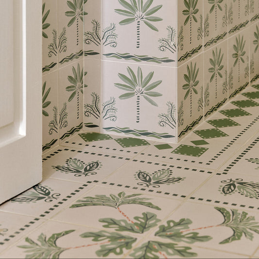 Green Urn Border Porcelain Tile