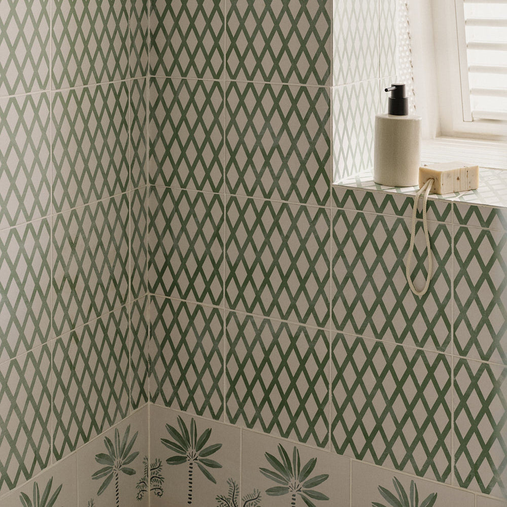 Green Lattice Porcelain Tile