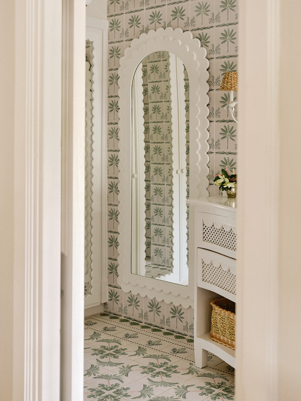 Green Palm Border Porcelain Tile