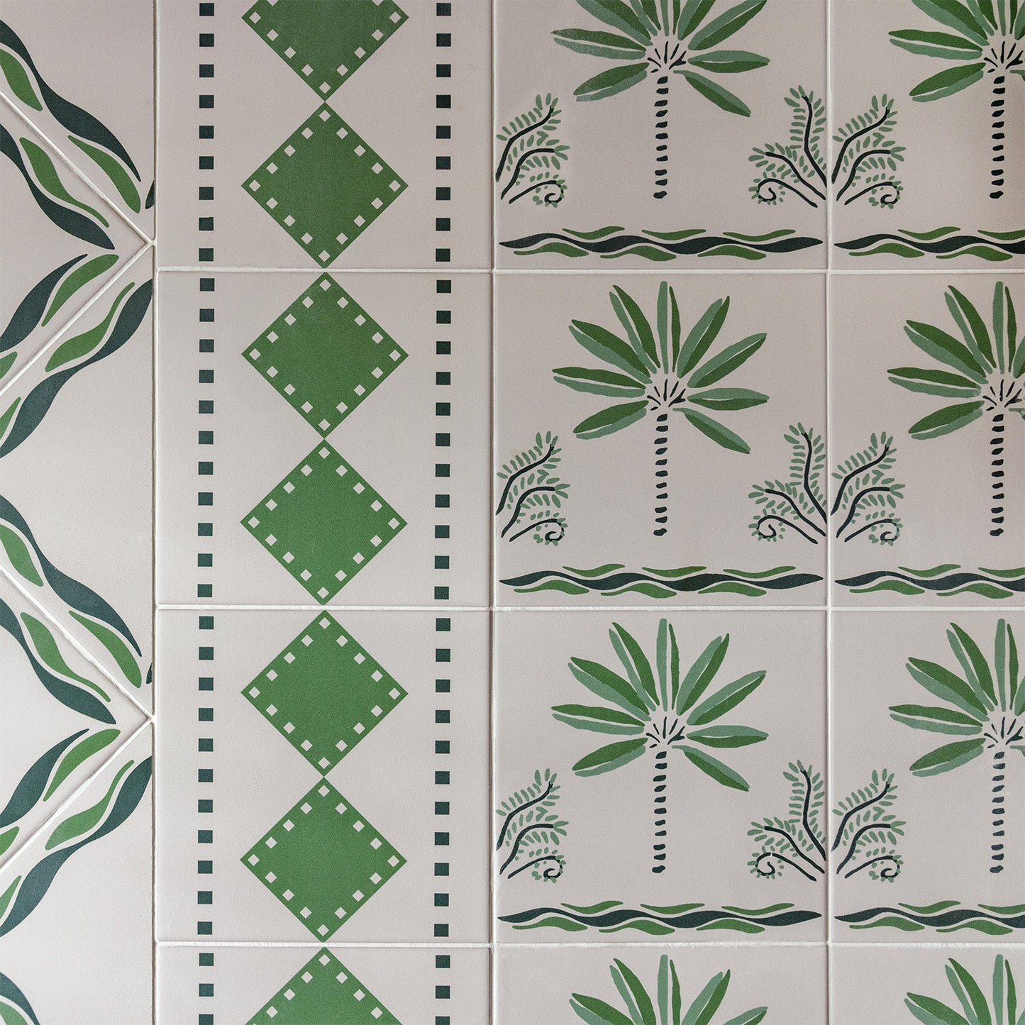 Green Diamond Border Porcelain Tile