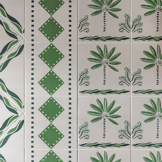 Green Diamond Border Porcelain Tile