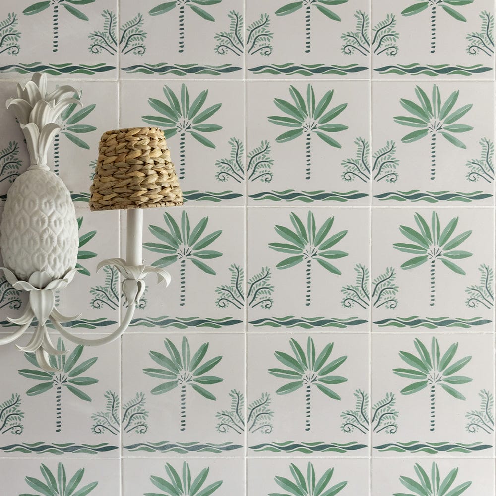 Green Palm Border Porcelain Tile