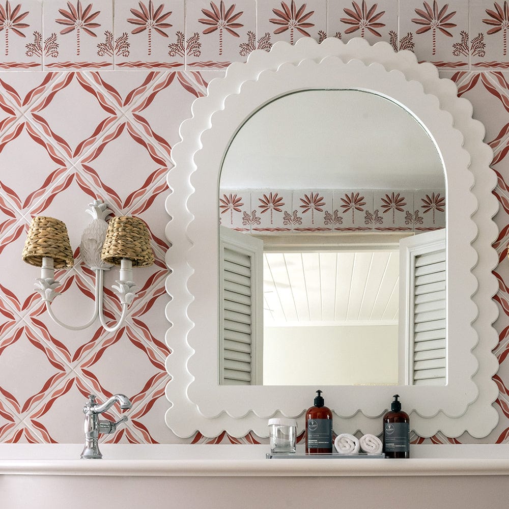 Pink Palm Border Porcelain Tile