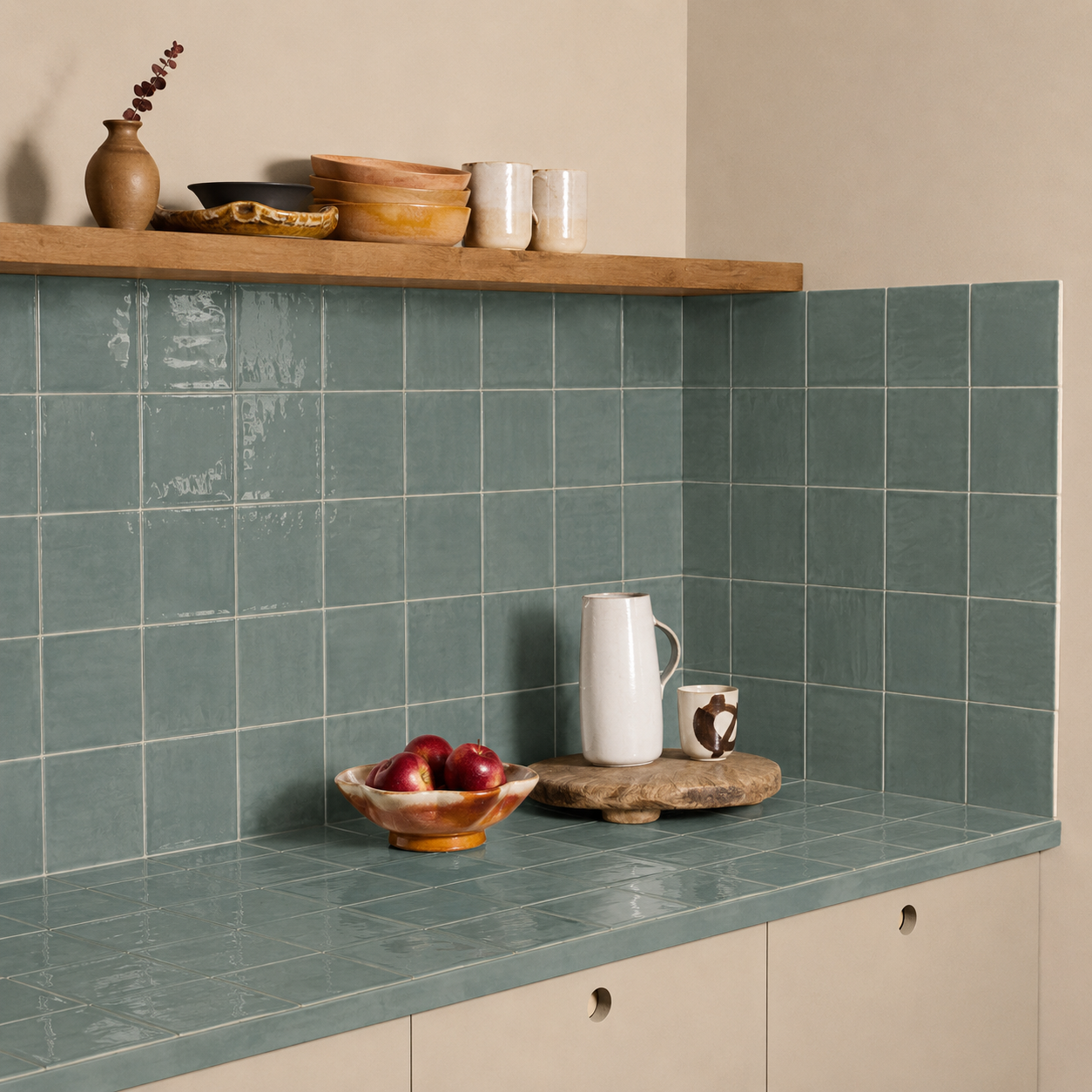 Tealish Glazed Square