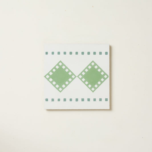 Green Diamond Border Cement Tile