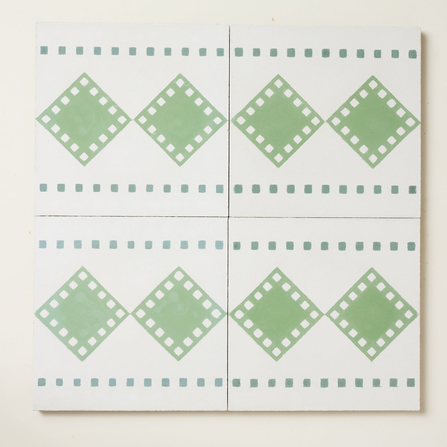 Green Diamond Border Cement Tile