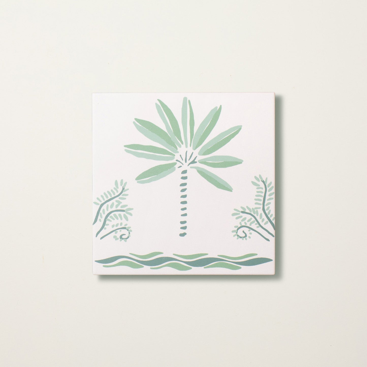 Green Palm Border Porcelain Tile