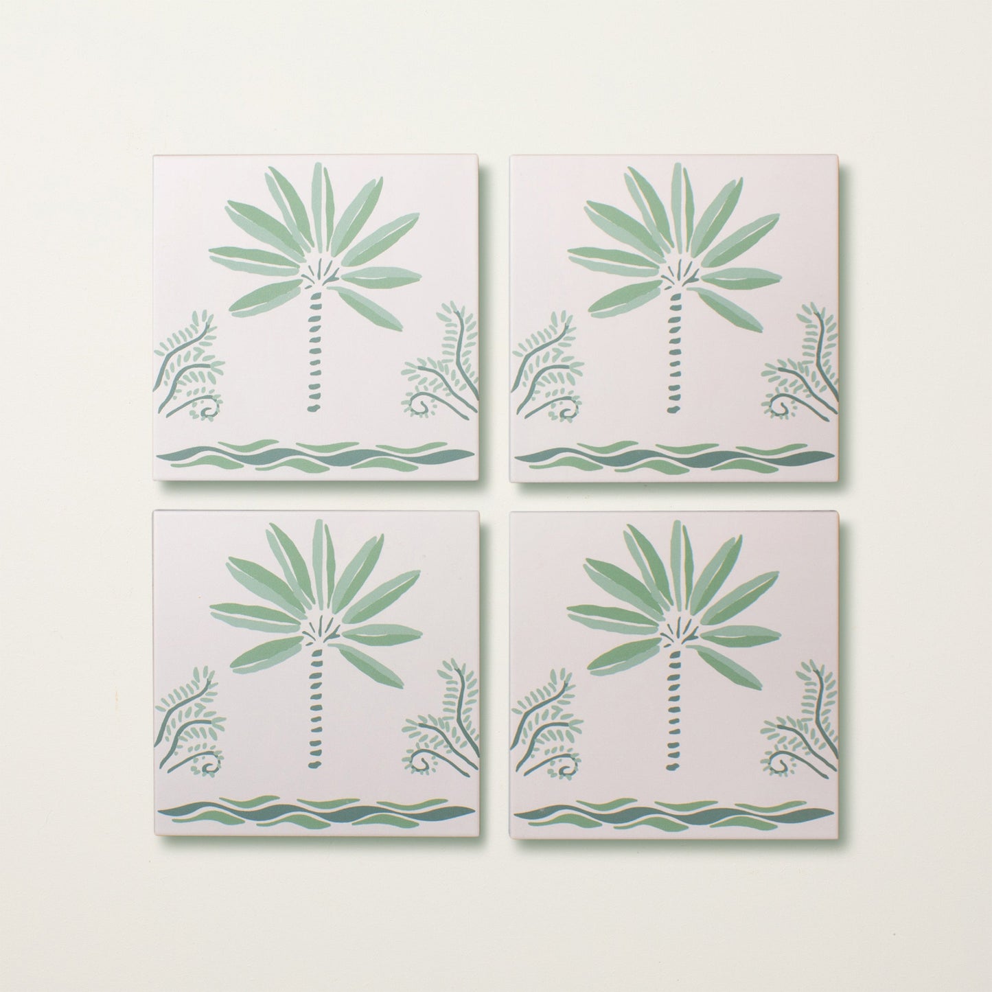 Green Palm Border Porcelain Tile