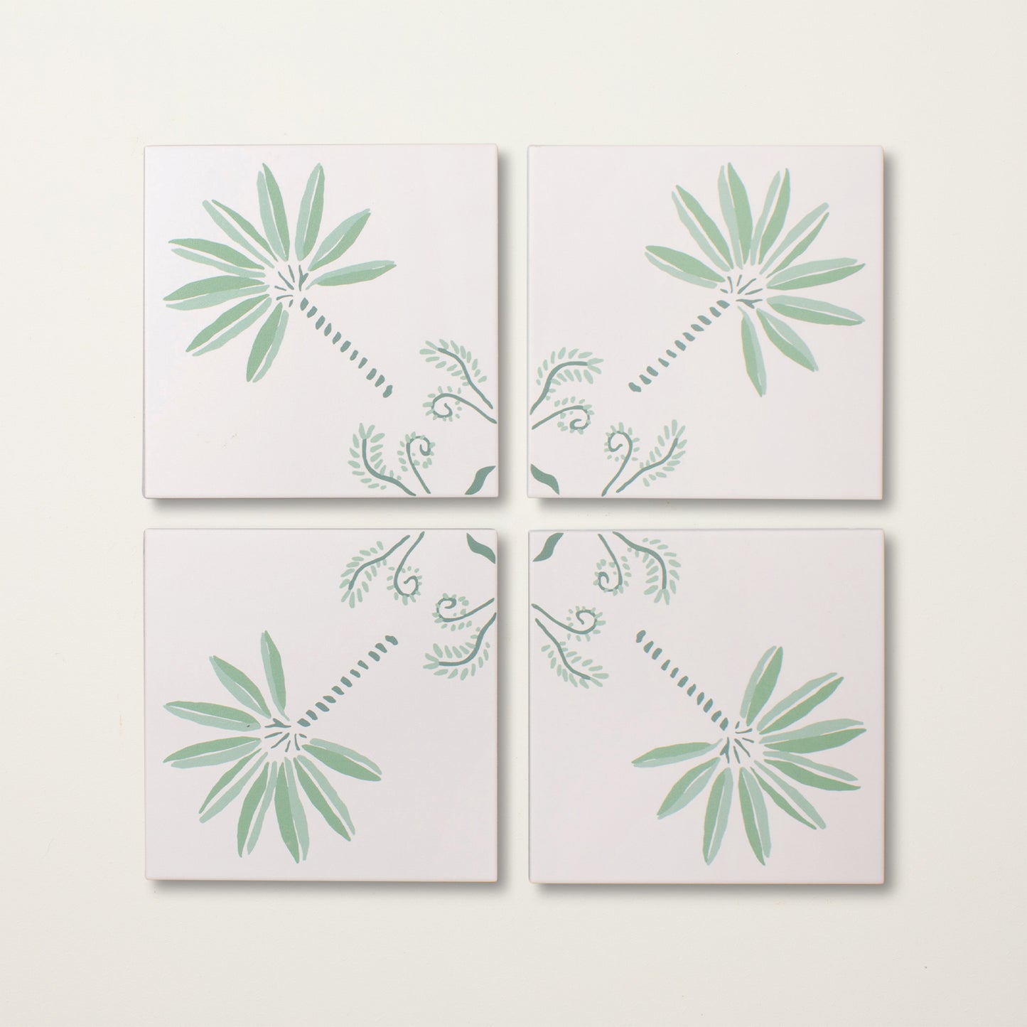 Green Palm Corner Porcelain Tile
