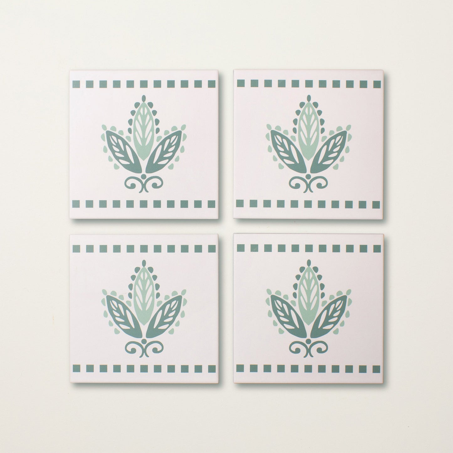 Green Urn Border Porcelain Tile