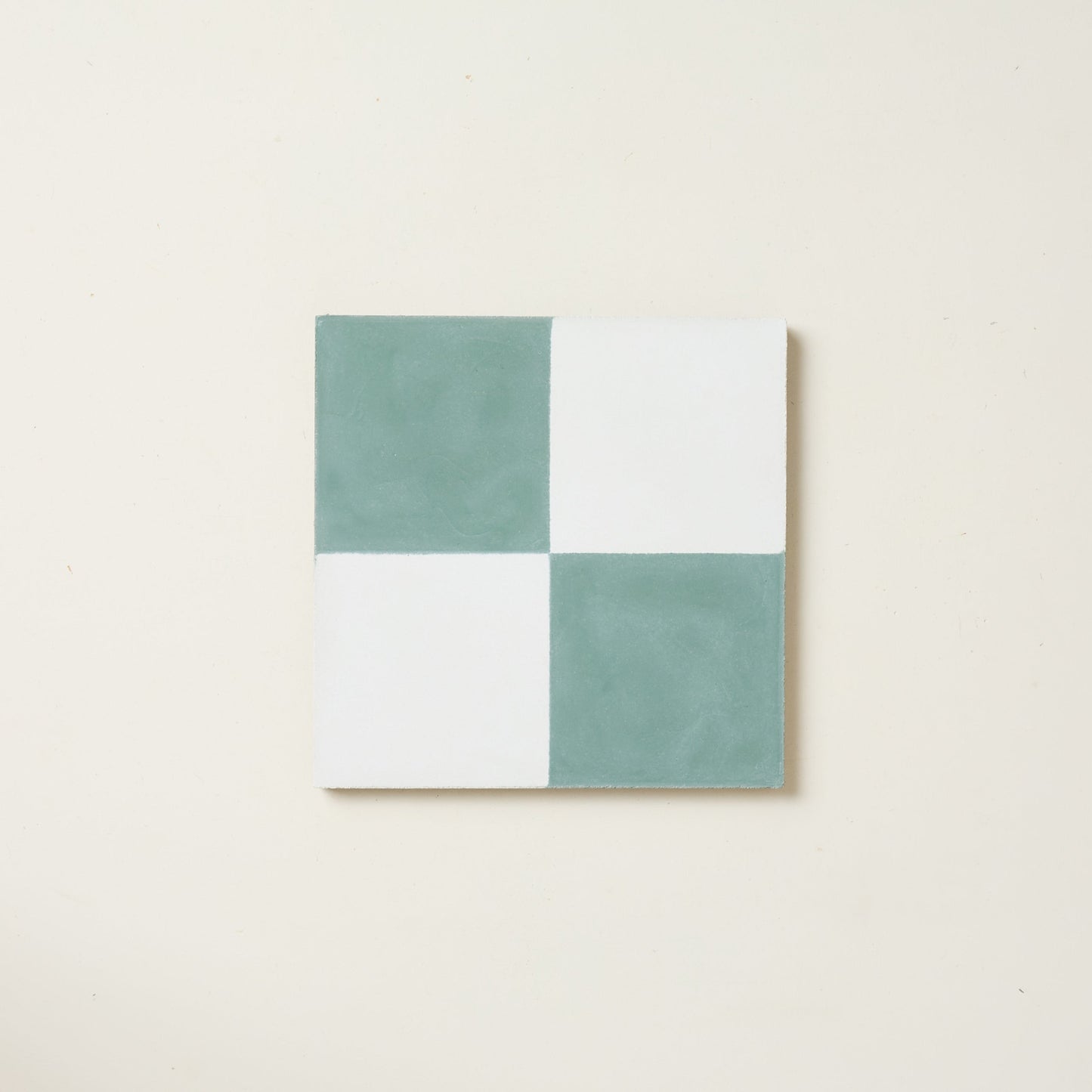 Tealish Chequerboard Cement Tile