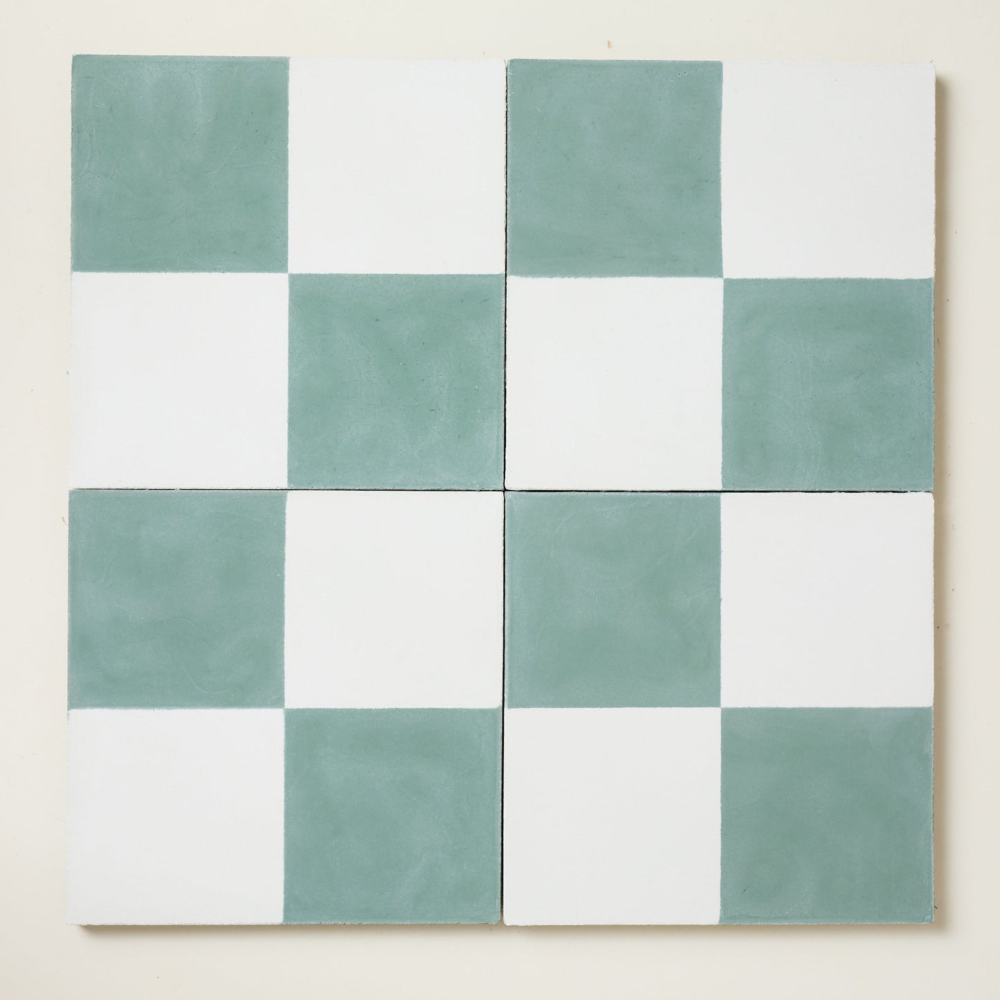 Tealish Chequerboard Cement Tile