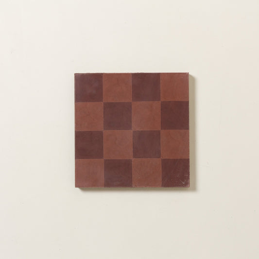 Mini Chequerboard Madder Cement Tile