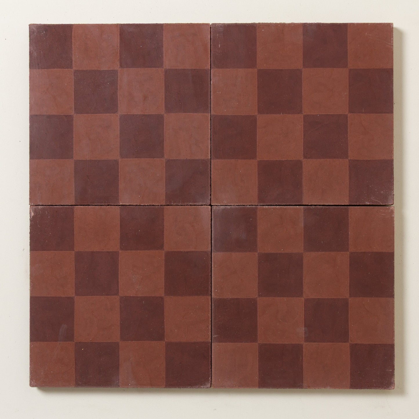 Mini Chequerboard Madder Cement Tile