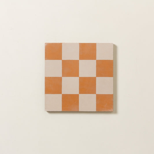 Mini Chequerboard Strong Brew Cement Tile