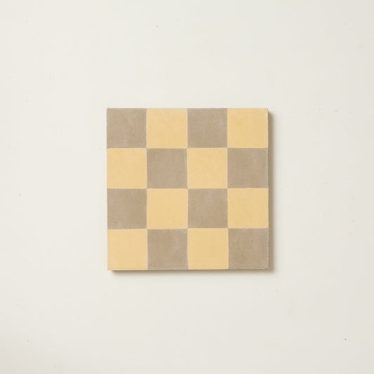 Mini Chequerboard Grubby Yellow Cement Tile
